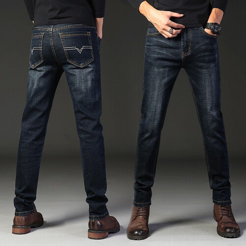 Men's Jeans Direct Sale Factory Wholesale Korean Style Straight Leg Large Size Business Elastic Casual Newtan Denim Pants