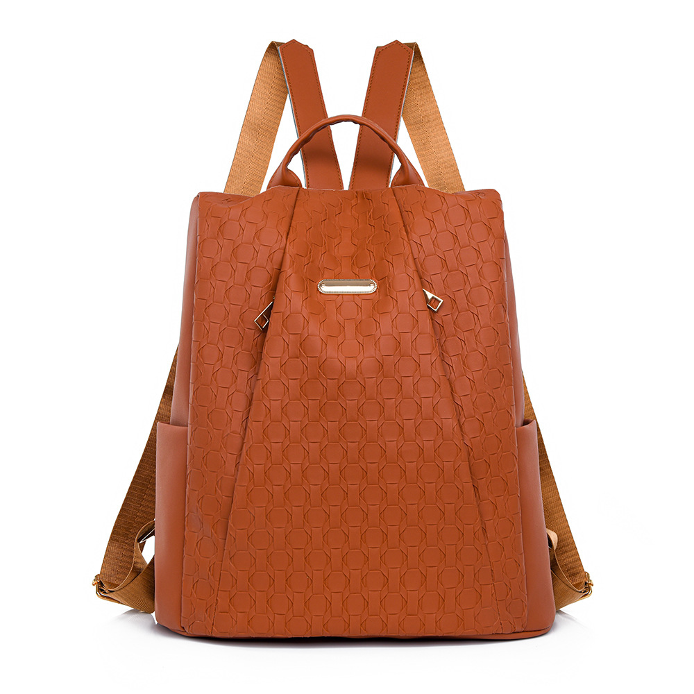 2024 nueva mochila de moda tejida de gran capacidad bolso de mujer simple y versátil mochila portátil de viaje