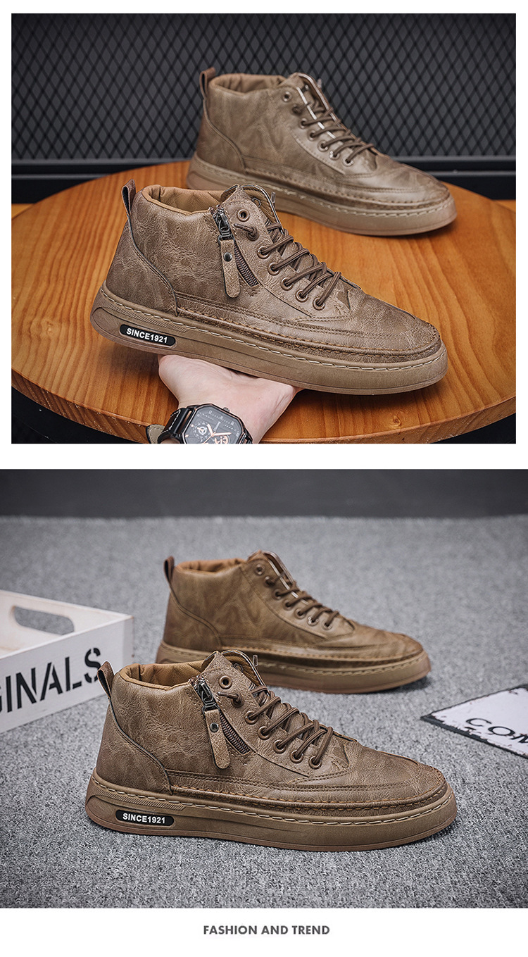 Herren Sommer und Herbst Neue Martin High Top Board Trend Vielseitige schwarze Arbeitskleidung Stiefel Sport Freizeitschuhe Männer_voghion.com