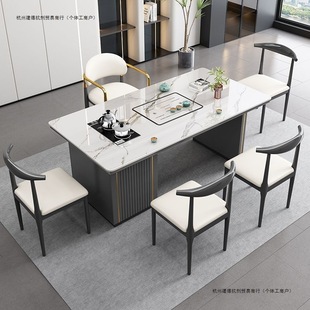Modern Simple Slate Tea Table and Chair Combination Light Luxury Balcony Office Small Coffee Table Slate Tea Table Kettle Integrated