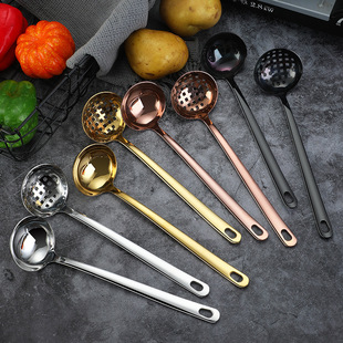 Daoqi Soup Spoon 304 Stainless Steel Large Soup Spoon Colander Household Commercial Colorful Thickeneding and Deepening Manufacturer Wholesale