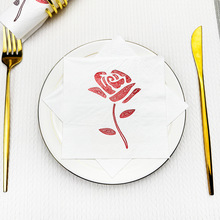25*25cm一次性情人节餐巾纸烫金花朵派对餐厅酒店餐巾纸欧式餐巾