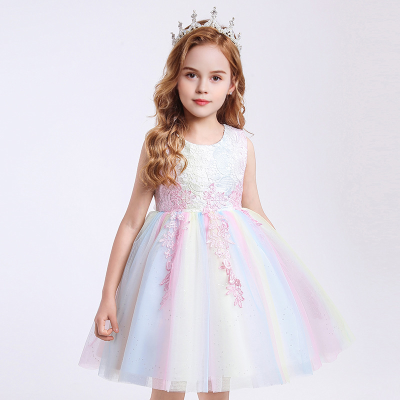 Calissa CARISA Children's Mesh Summer Dress Princess Dress Girls' Performance Clothing Flower Girl's Ponte Dress
