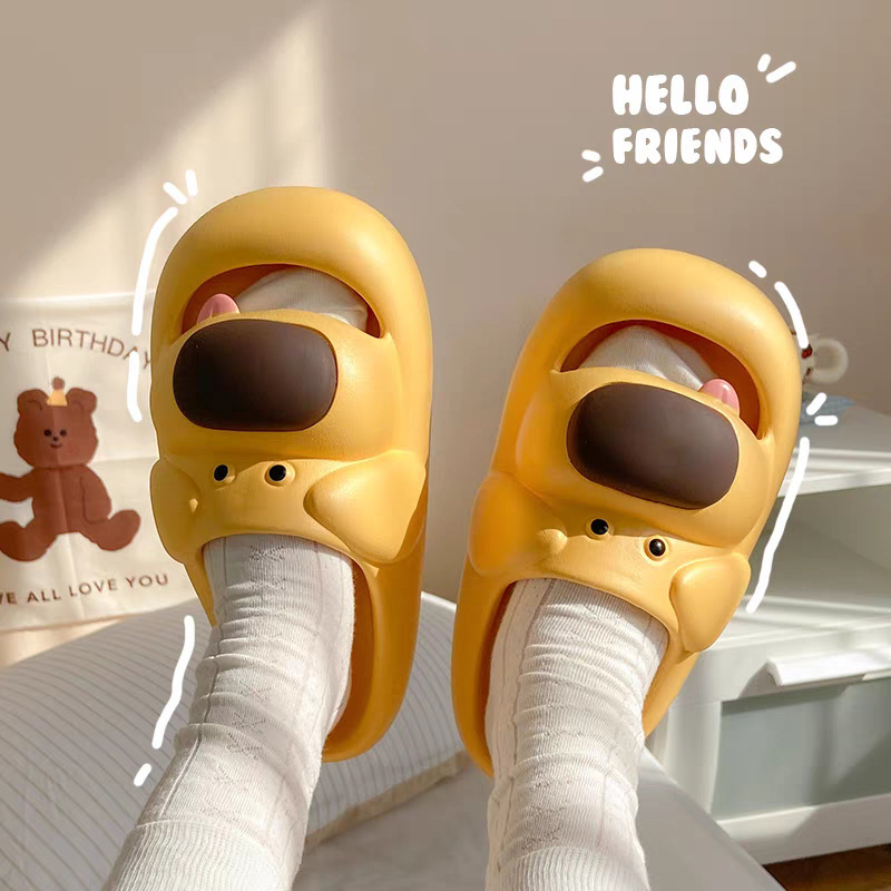 Moe Fun Puppy Big Nose Indoor Dog Slippers Home Summer Non-slip Outer Wear Cartoon Cute Repair Hook Home Shoes