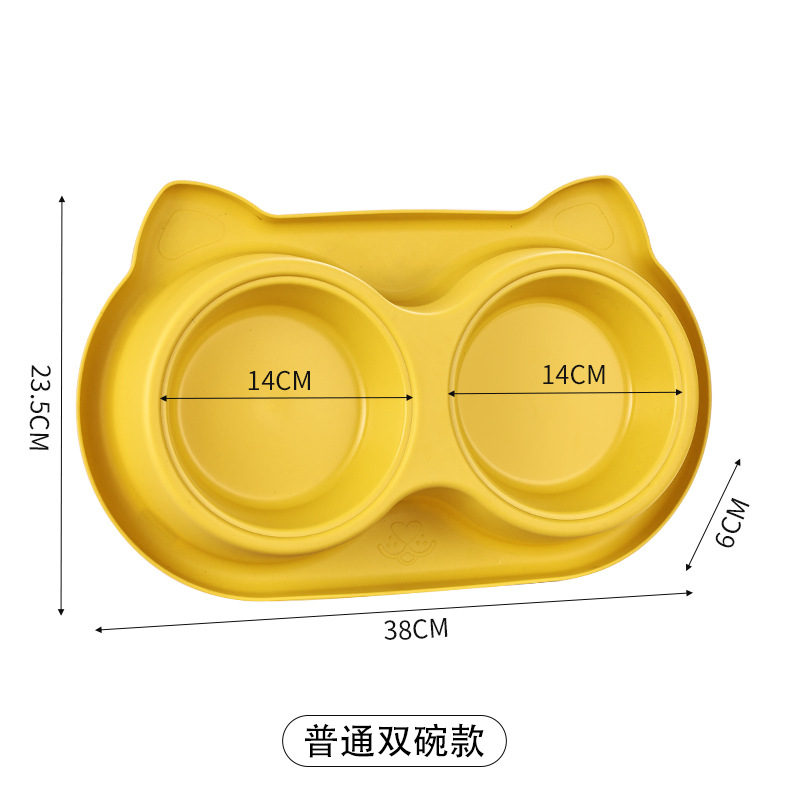 Dibujos animados anti-hormiga mascota tazón doble gato perro tazón de comida antideslizante tazón doble Teddy tazón de plástico a prueba de fugas gato tazón doble