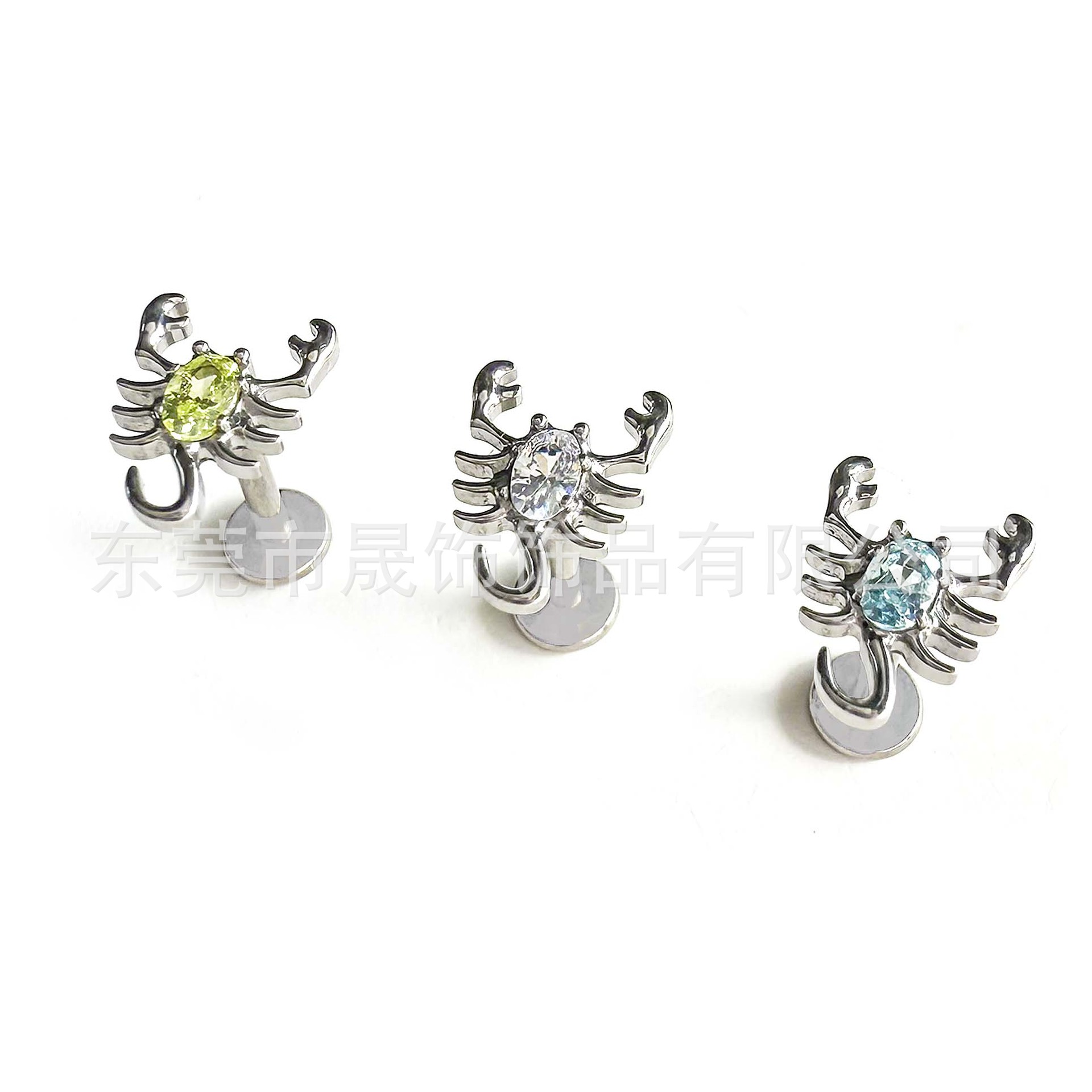 F136 Titanium 蝎子 Ear Stud Set With Cubic Zirconia Helix Cartilage Stud Internal Thread G23 Implant Grade Titanium Jewelry Titanium Alloy Ear Stud 托