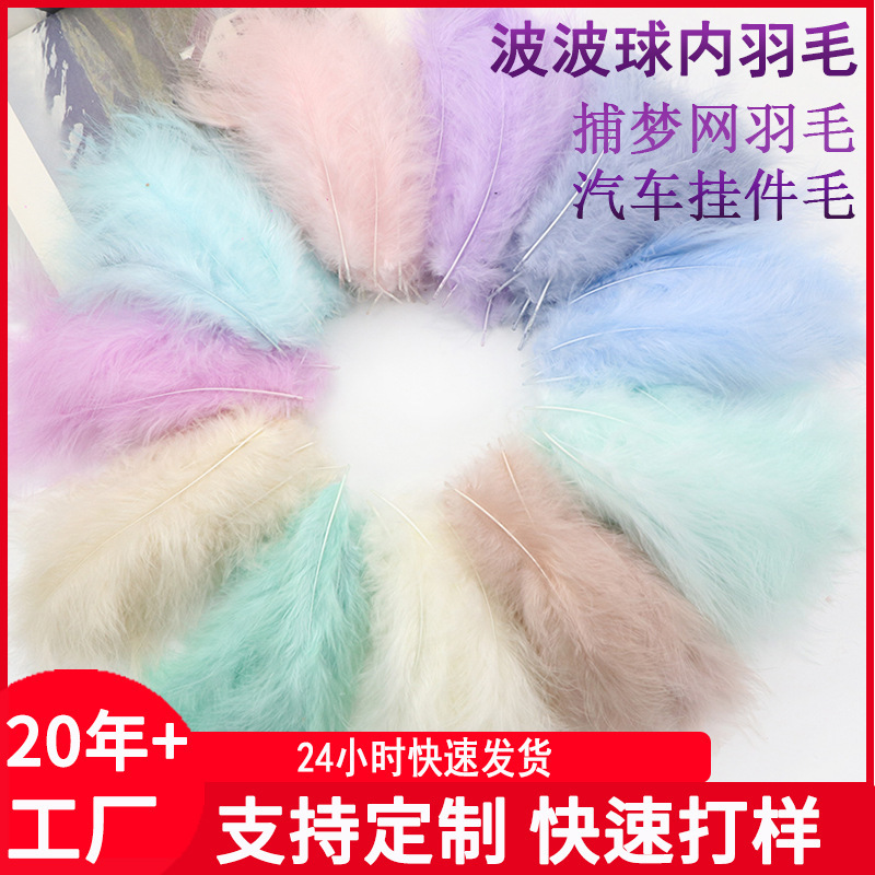 Feather decoration color turkey feather pointed tail velvet dream catcher diy handmade net red luminous wave ball
Decoration material