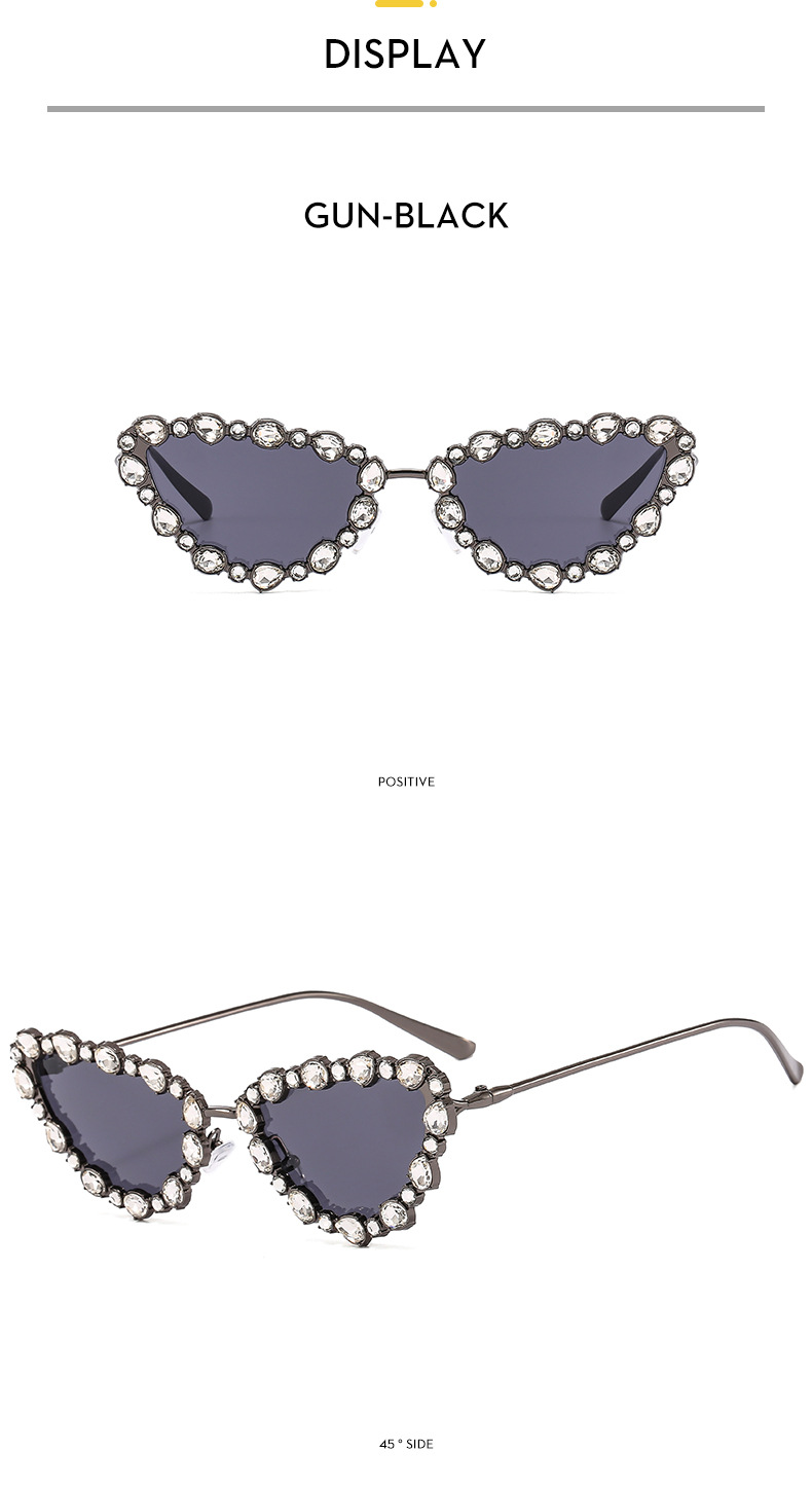Women'S Gender Hip-Hop Irregular Ac UV400 Protection Cat Eye Rhinestone Full Frame Women's Sunglasses