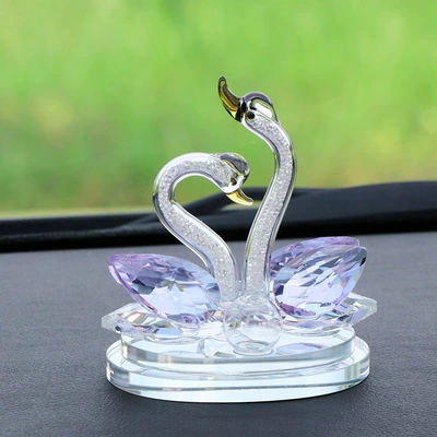 White Swan Car Ornaments, High-End: Car ornaments - swan-love-purple-small-size