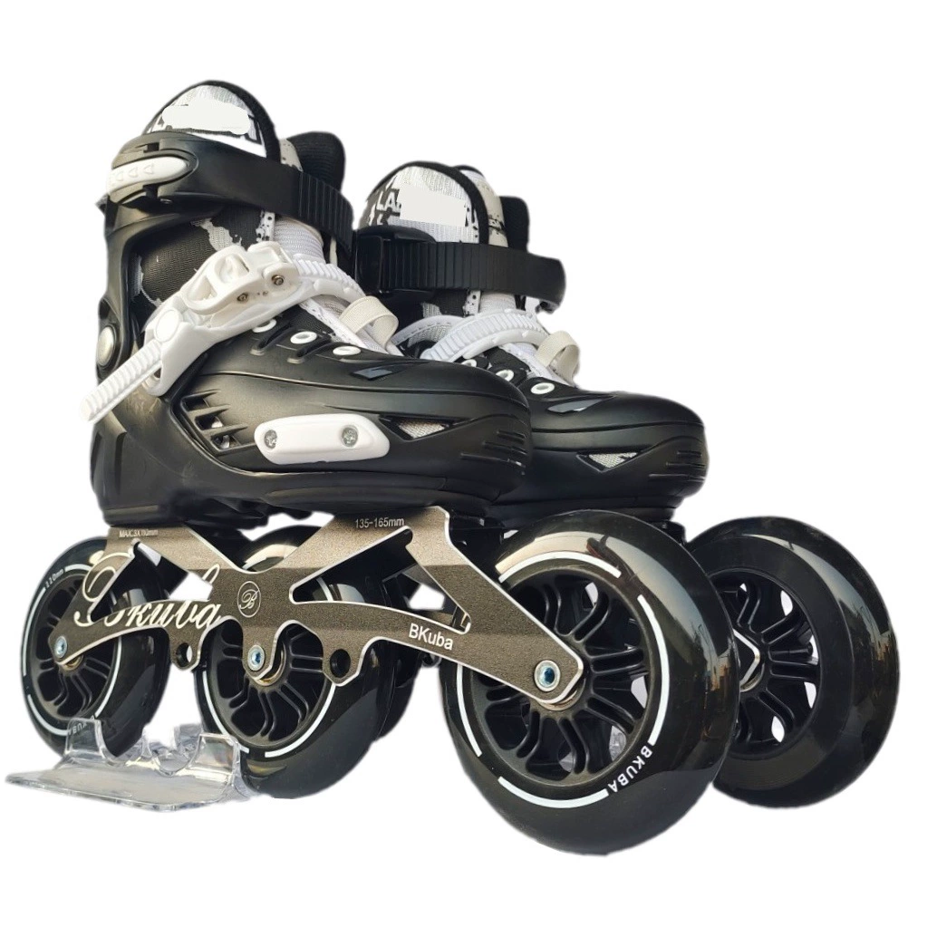 Взрослые дети Профессиональный Начинающий Speed Skate Гоночный коньки Роликовые коньки Соревнования Регулируемые большие три колеса