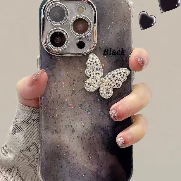 Simplicidad ins brillo brillo lentejuelas para Apple 16ProMax funda para teléfono móvil iphone13/14 hembra 15 mariposa