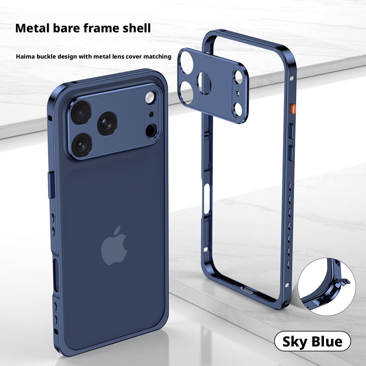 Ốp lưng iPhone viền kim loại tản nhiệt chống sốc dạng khung móc biển — Cam, Bạc, Đen, Xanh chi tiết 16