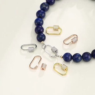 Cross-Border Export Aaa High-End Zircon Heart-Shaped Threaded Buckle Pendant Micro-Embedded Copper Electroplated Gold Variety of Universal Jewelry Buckles