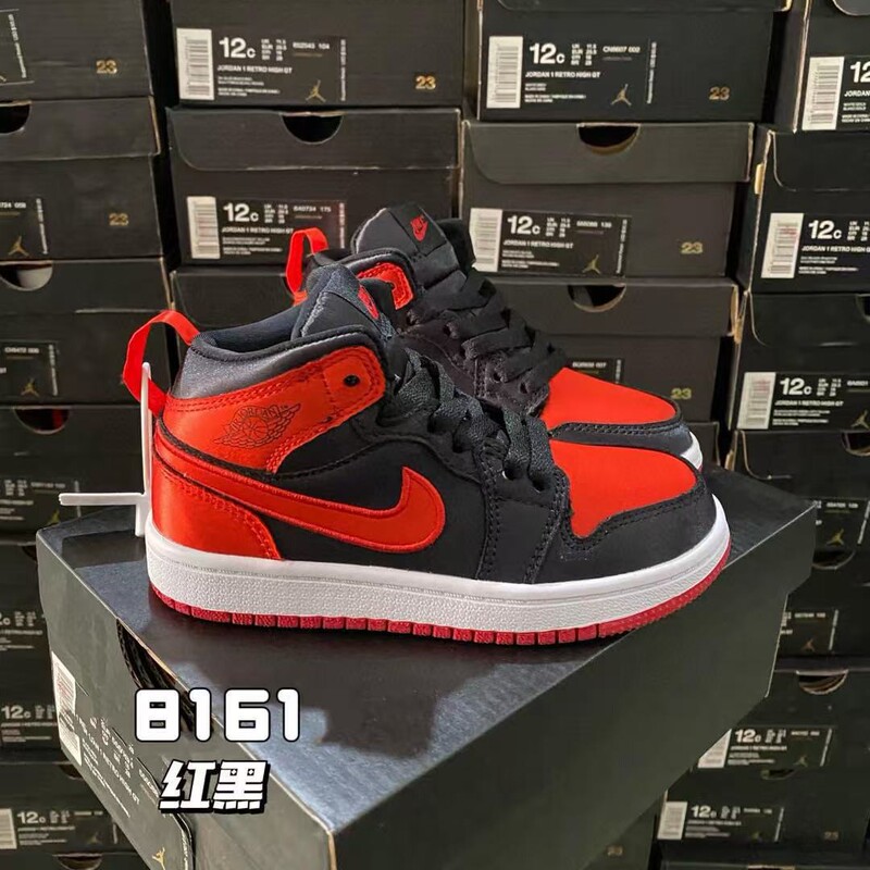 Autumn Aj1 Children's Shoes Black and White Panda Sneakers Ins Versatile Street Dance Casual Sneakers Boys and Girls High-Top Basketball Shoes