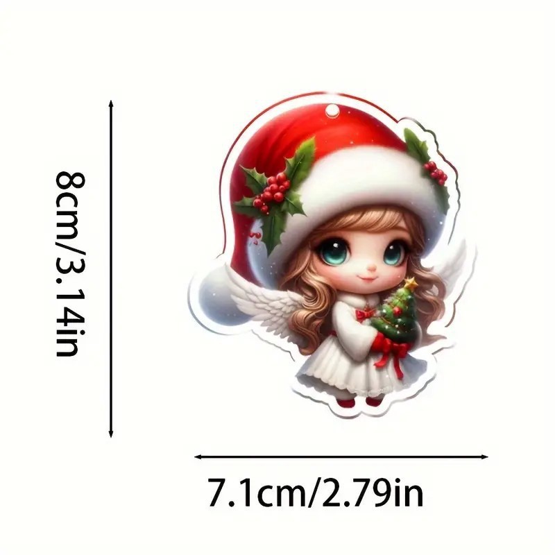 Nuevos productos transfronterizos acrílicos planos clásicos sombrero de Navidad serie de hadas decoración de árbol de Navidad colgante llavero
