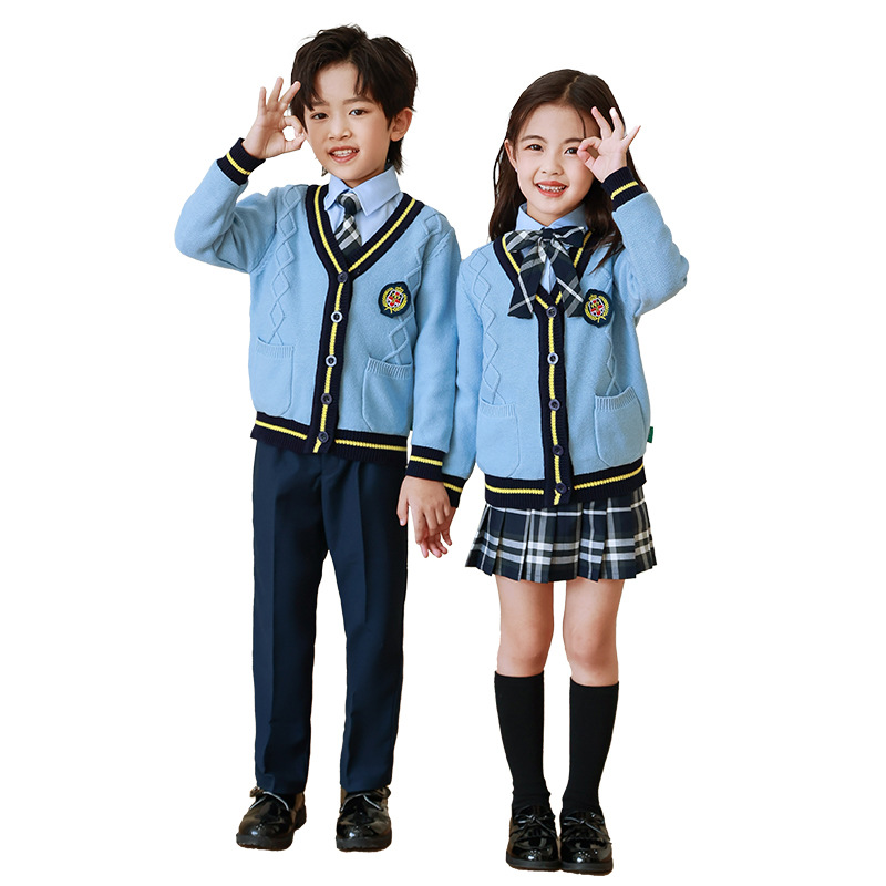 Jardín de infantes ropa de primavera y otoño ropa de estilo británico niños traje nuevo estudiante de la escuela primaria ropa de clase de estilo universitario uniforme escolar de tres piezas