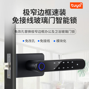 Narrow Frame Glass Door Fingerprint Lock 16, 18 Profile Framed Aluminum Alloy Glass Door Password Lock Single Glass Double Glass