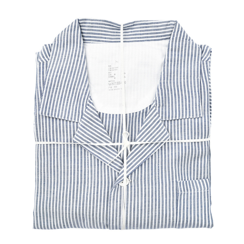 DL866 네이비 스트라이프 _ 남성용 더블 원사 긴 소매 바지 위아래 세트