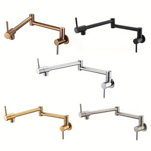 Cross-Border Double-Open Rotating Telescopic Faucet Stainless Steel Sink Kitchen Faucet Folding Single Cold Faucet