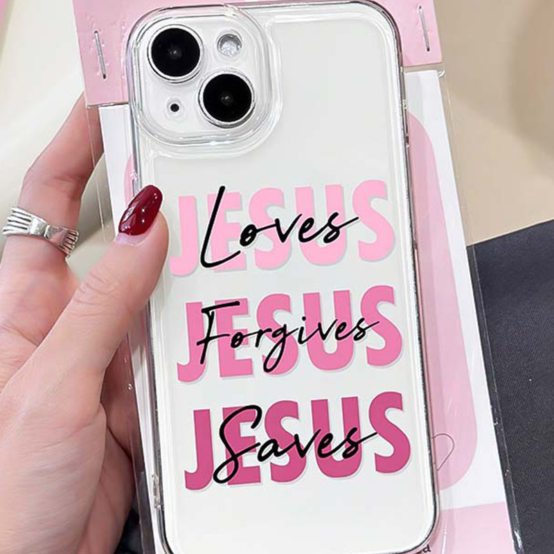 Creative Simple English Apple 15 Mobile Phone Case iPhone14promax Transparent 13 Protective Cover 12 Fine Hole 11 Soft