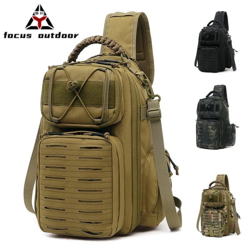 Bolso de pecho bandolera de ciclismo de deportes al aire libre personalizado Bolso de pecho táctico de camuflaje para fanáticos militares para hombres Bolso de hombro casual impermeable