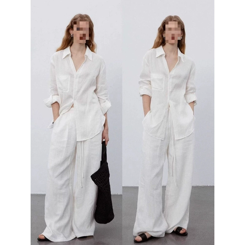 YS8 французская белая льняная рубашка для женщин летом, тонкая, свободная, в стиле старых денег, стильная рубашка из хлопка и льна для защиты от солнца