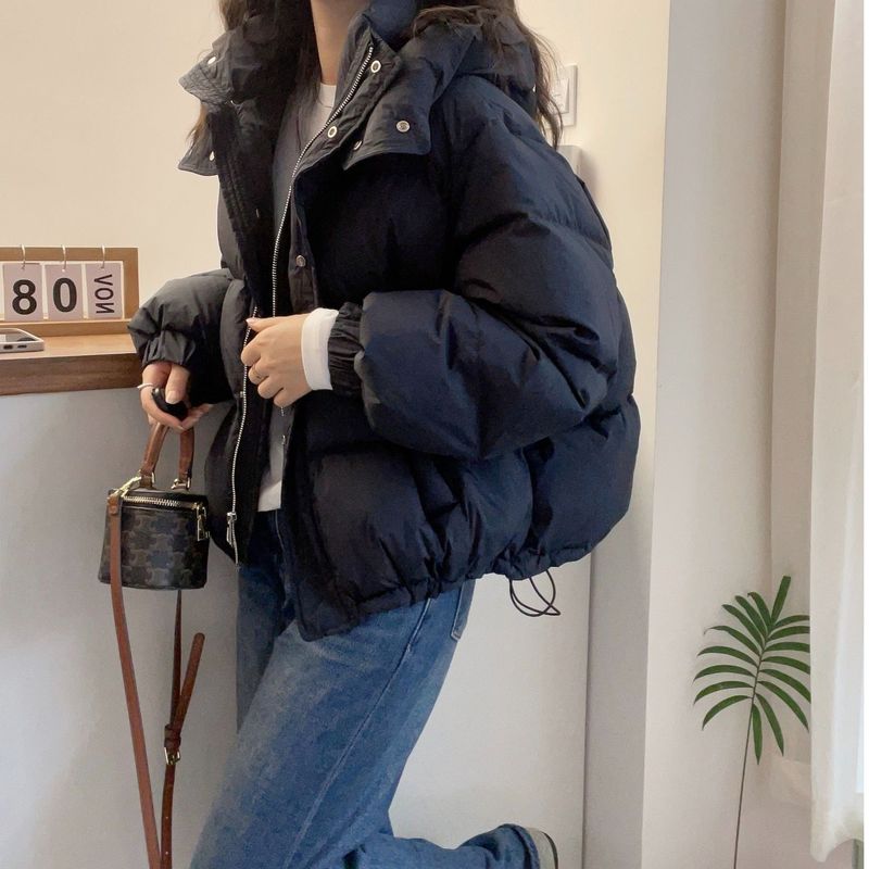 棉服女短款2025新款韩版宽松大码棉衣时尚连帽百搭薄款爆款棉袄潮|undefined