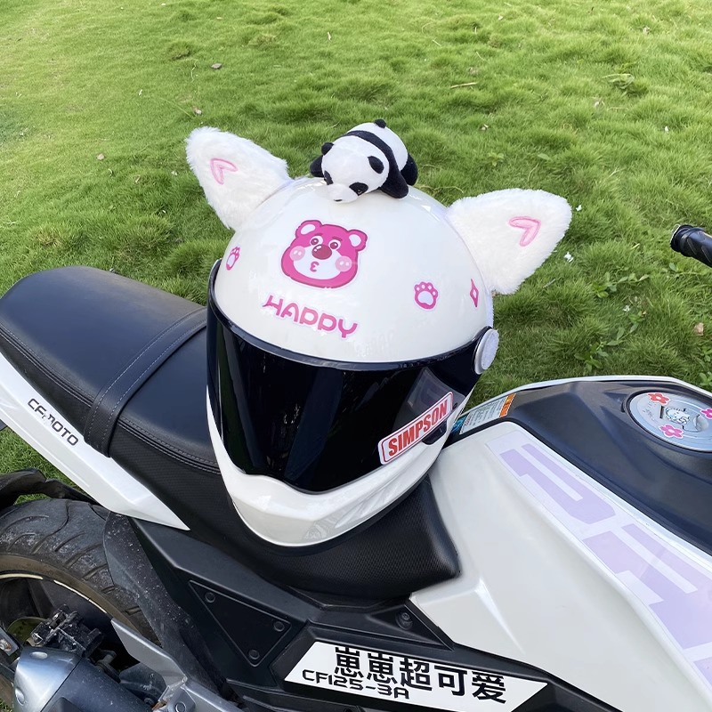 Cute love heart cat ear helmet decoration motorcycle helmet universal
