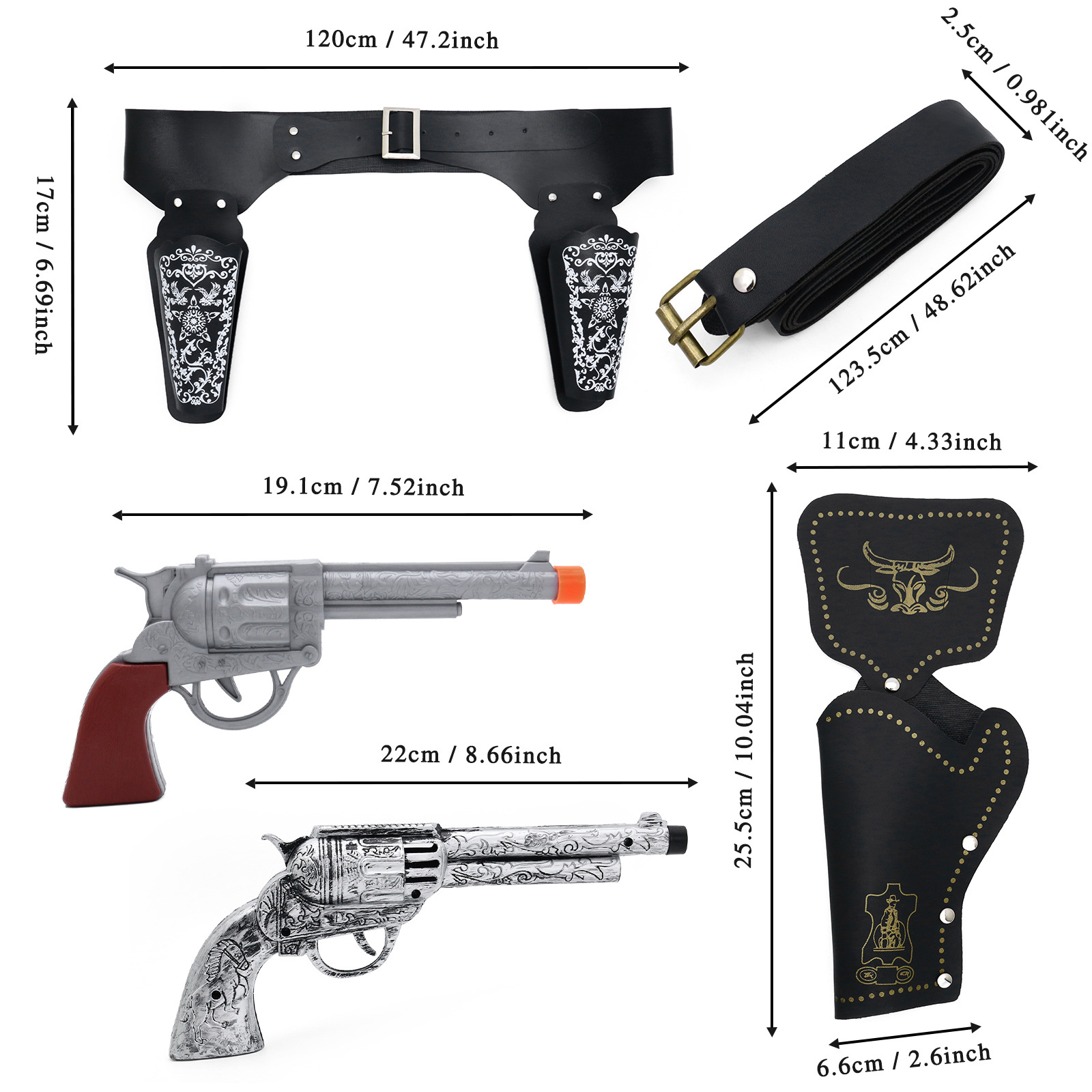 Cross - Border medieval Western vaquero Gun hat toy Gun Belt Belt holster image 5