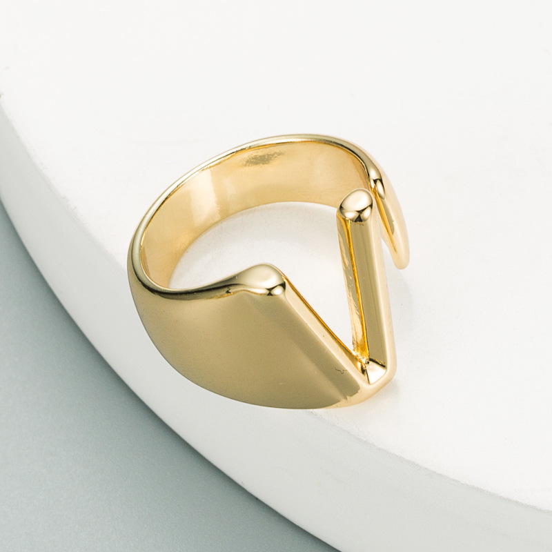 fashion copper plated English alphabet open ring