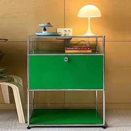 模块组合柜子不锈钢餐边柜简约ins绿色电视柜多功能储物柜子整装