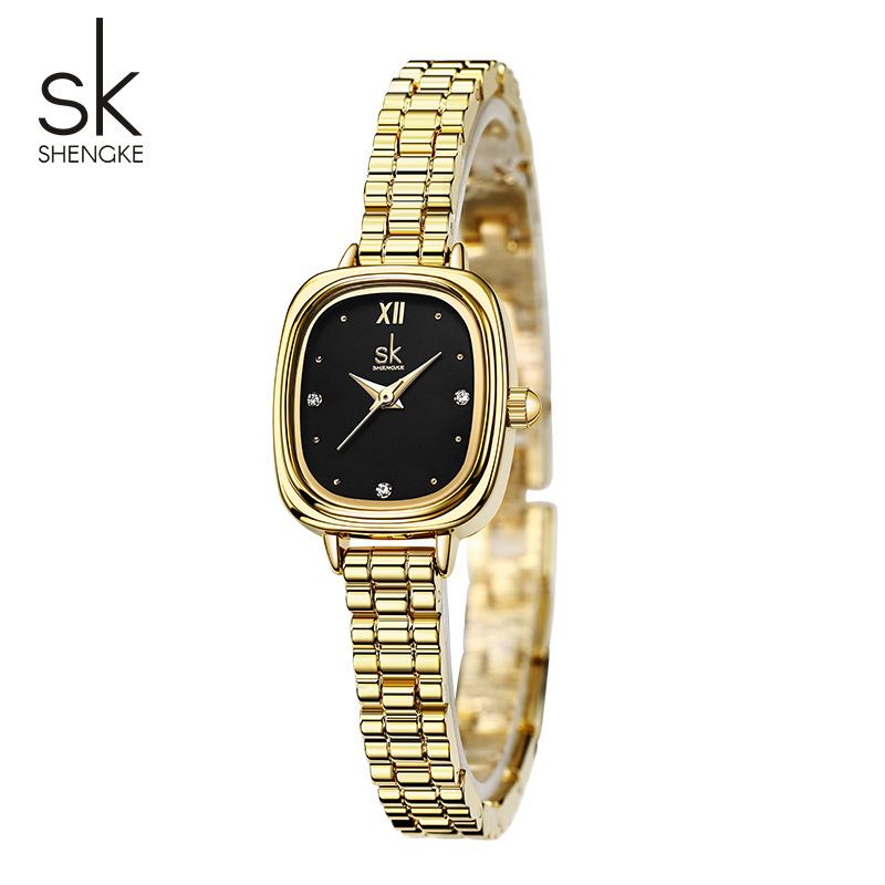 Reloj SK para mujer, cinturón de acero de moda, reloj cuadrado pequeño, reloj de cuarzo impermeable transfronterizo, comercio exterior al por mayor, reloj de nicho femenino 0217