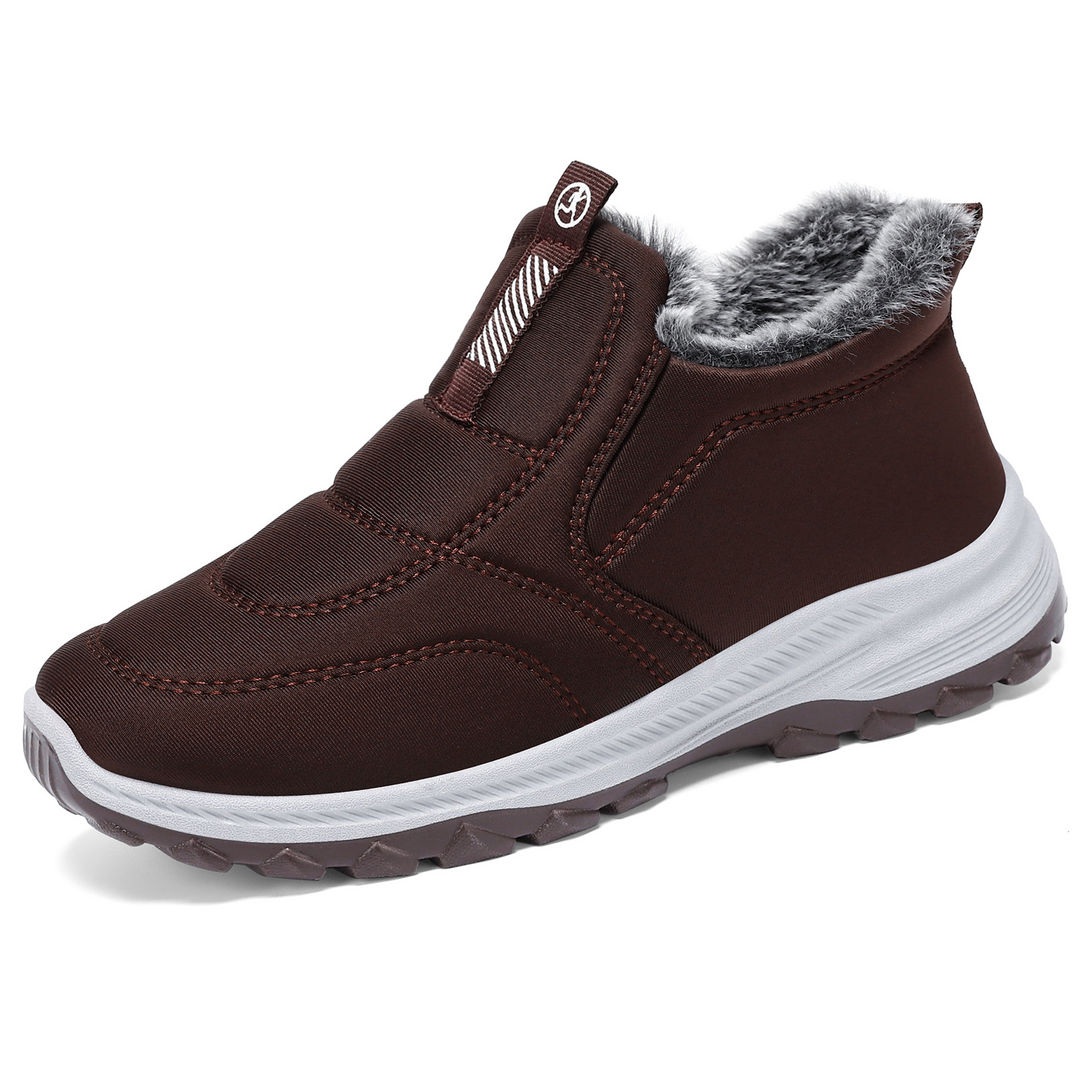 Zapatos de algodón para mujer de invierno, botas de algodón con forro polar y engrosadas, zapatos sin cordones para mamá, botines cortos de talla grande, estilo para parejas, zapatos para personas mayores al por mayor.