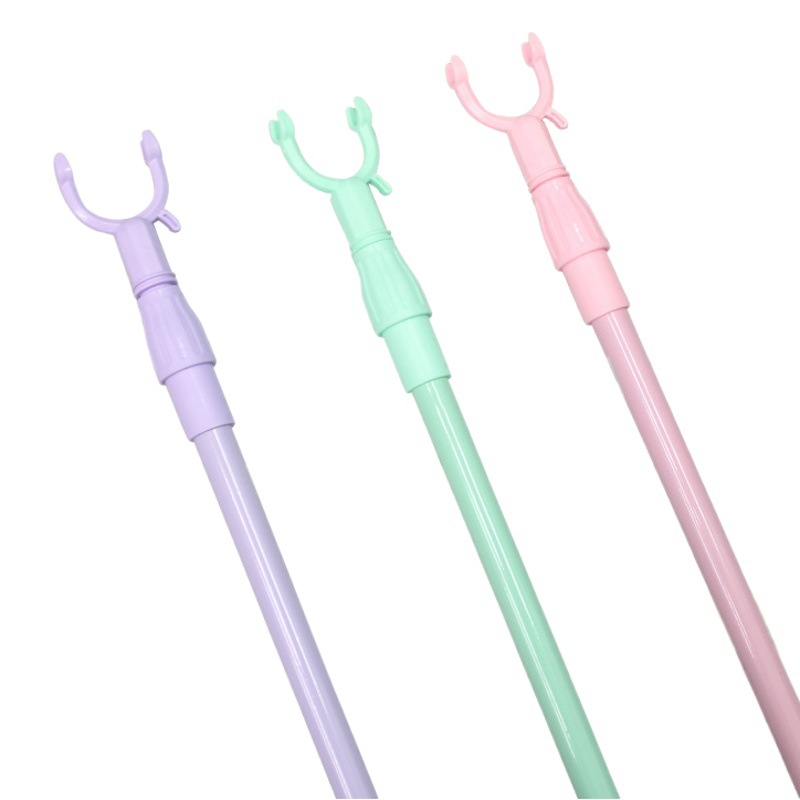 Plastic Extendable Clothes Drying Rack Balcony Clothes Rod Household Thickened Extended Clothes Drying Rod Clothes Hanger Clothes Fork