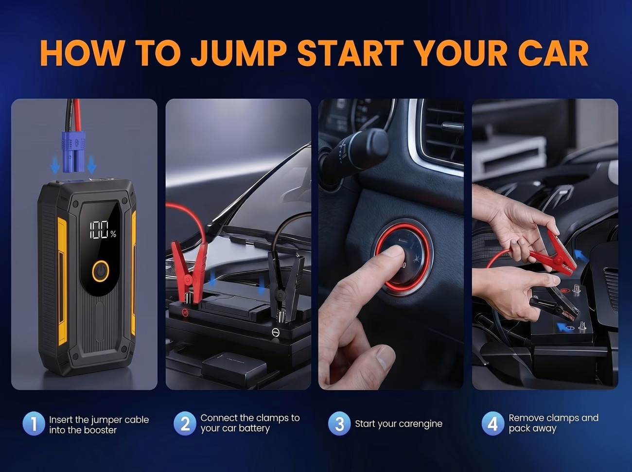 Cross-border car emergency starting power supply with complete English certification, 12V starter with power bank and lighting warning