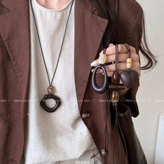 复古新中式圆环吊坠项链女高级感轻奢小众长款毛衣链秋冬挂脖配饰
