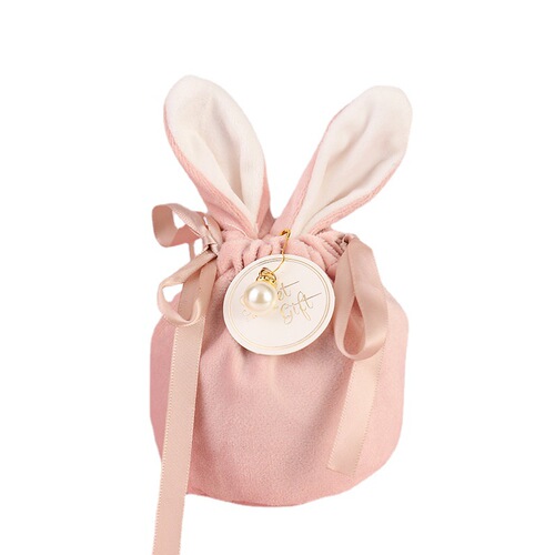 Wedding candy bag rabbit ears velvet bag gift box sugar box wedding souvenir wedding candy box return gift portable cloth bag