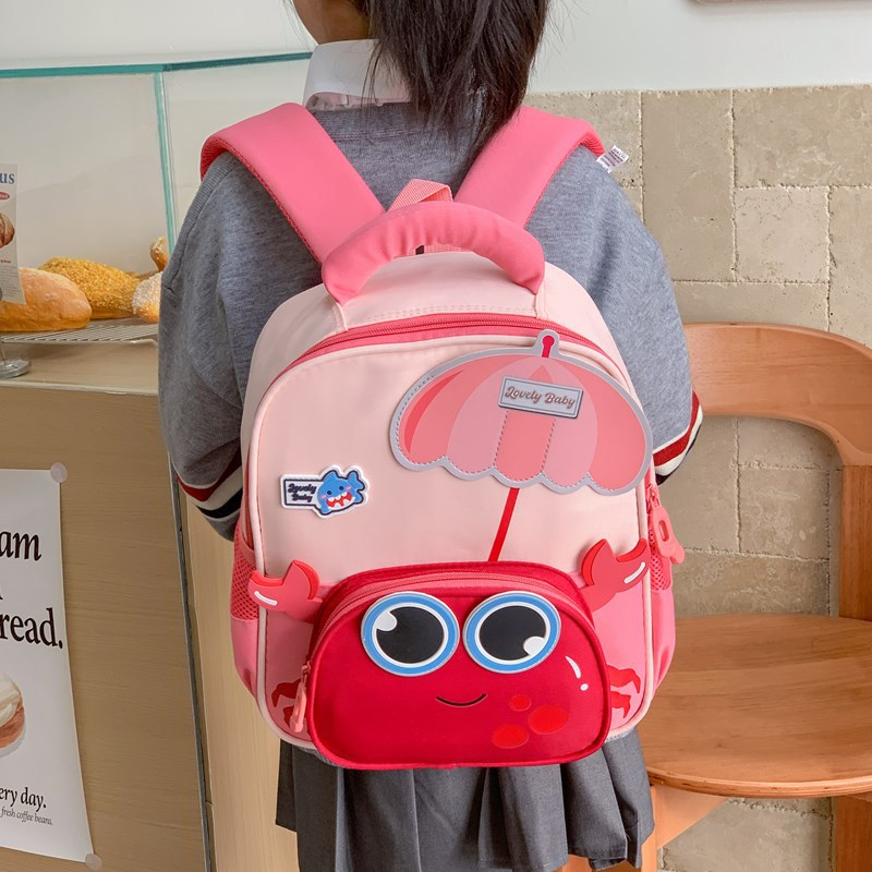 新款卡通小螃蟹可爱儿童包3-6岁男女童轻便百搭双肩包幼儿园书包