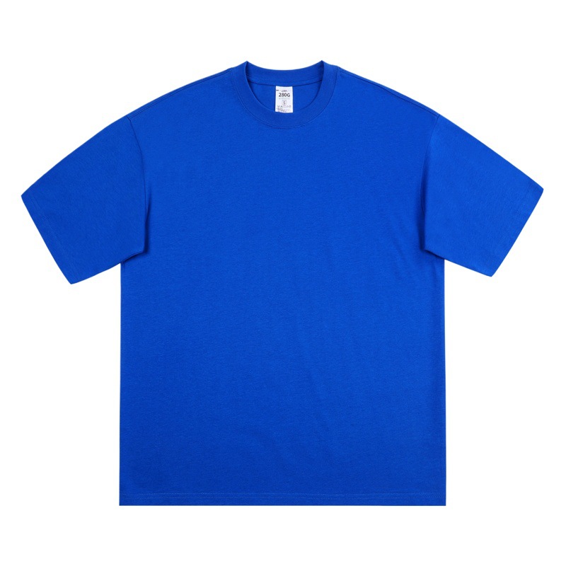 280g pesado americano color sólido manga corta Camiseta blanca de algodón de los hombres de algodón retro más el tamaño de las mujeres sueltas ropa al por mayor