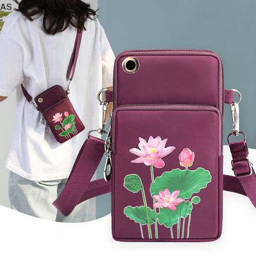 Wholesale Women's Crossbody Phone Bag  New Summer Mother's Bag Large Screen Vertical Multi-Layer Coin Purse Small Fabric Bag
