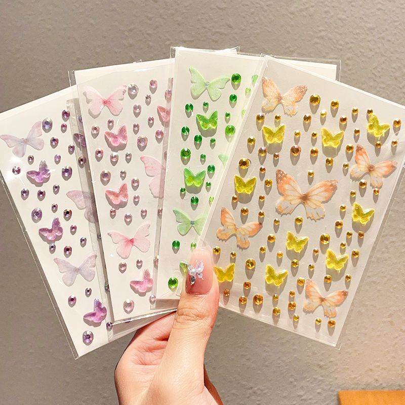 Children's Children's Performance Butterfly Diamond Sticker for Adults Concert Face Sticker Adhesive-Free Self-Adhesive Stage Performance Makeup Decoration