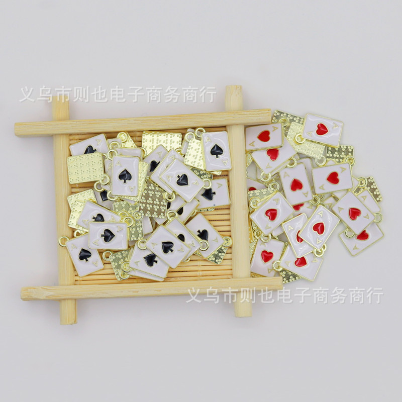 Creative Stylish DIY Playing Cards Spades a Spades a Oil Dripping Alloy Accessories Earrings Mobile Phone Case Bracelet Pendant
