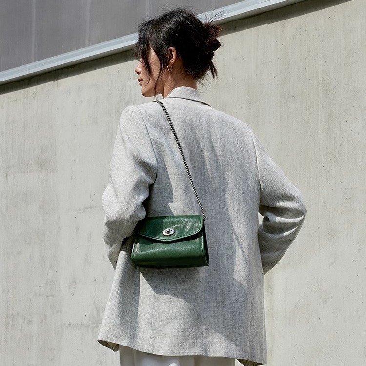 Qiu Zhen Envelope Bag For Women Chain Shoulder Crossbody Bag Genuine Leather Small Vintage Casual Niche Handbag - Thumbnail 4