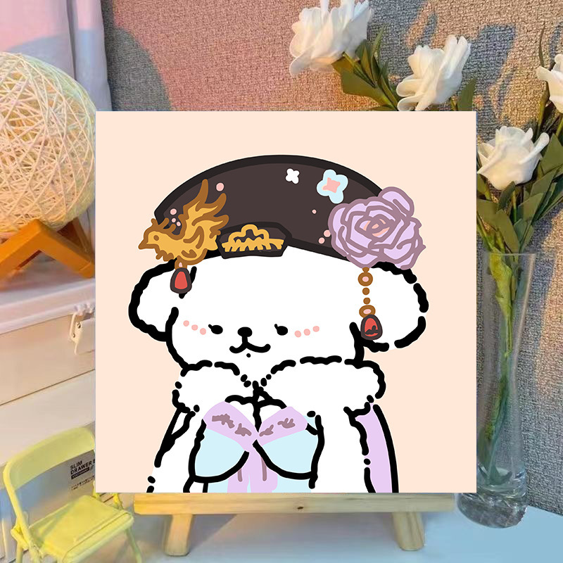 ライン子犬デジタル油絵 diy 手描き落書き漫画かわいい癒しの装飾メーカー卸売|undefined