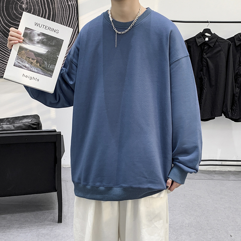 Felpa con cappuccio da uomo 2023 Primavera e autunno Trendy Solid Candy con spalle scoperte Camicia girocollo girocollo Top_voghion.com