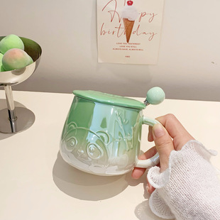 Cup with lid and spoon panda mug couple's high-looking girl's heart water Cup household coffee breakfast cup