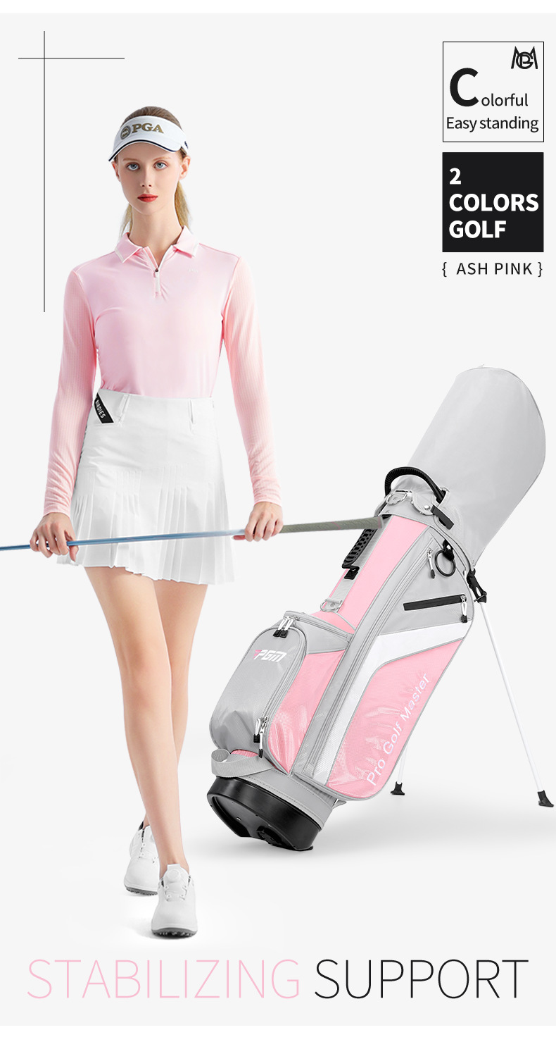Túi đựng gậy golf PGM dạng giá đỡ nhẹ 7 lỗ cho nữ — QB148 màu xám bột, QB148-Màu xám xanh lá cây chi tiết 18
