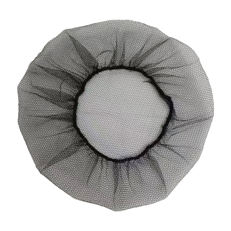 Sombrero desechable transpirable anti-caída del cabello Nylon elástico gorro redondo gorro para el cabello gorro de chef gorro de malla negra para la cabeza