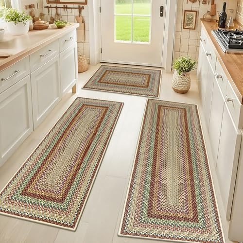 Almohadilla de suelo de cocina transfronteriza almohadilla de barro de diatomeas de viento bohemio almohadilla de suelo de absorción de agua y secado rápido dos juegos de almohadillas antideslizantes resistentes al desgaste