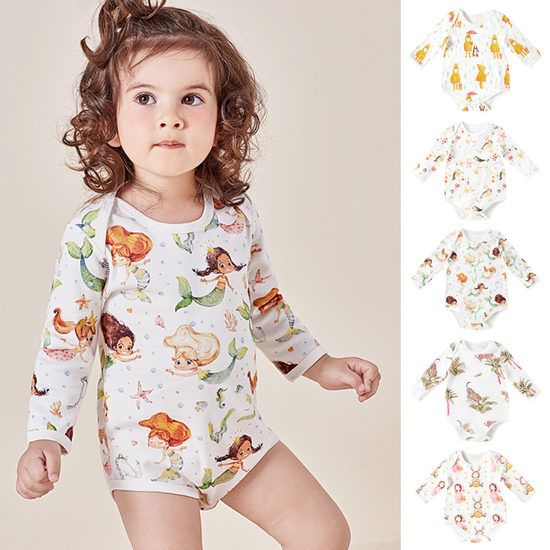 Estilo europeo y americano de manga larga abrigo envoltura collar mono bebé primavera y otoño lindo mameluco hembra bebé red rojo